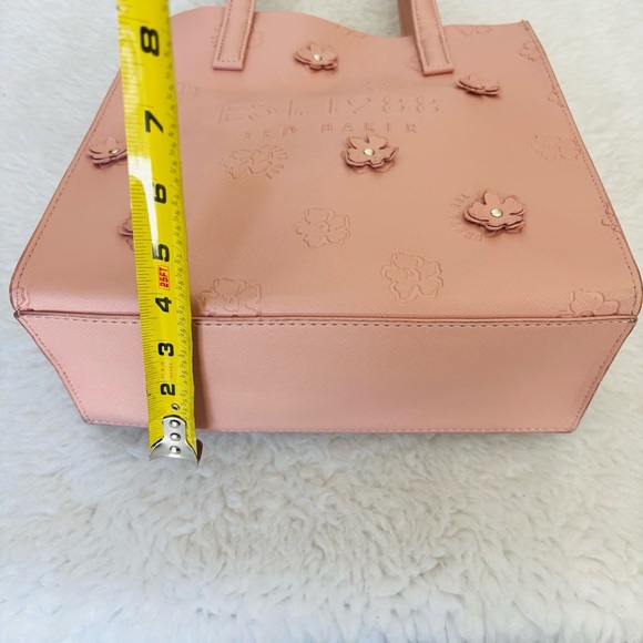 Ted Baker Blush Pink Floral Faux Leather Small Tote 10”x 9.75”x 4” - Picture 7 of 16